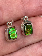 Ammolite Sterling Silver Rectangular Dangle Earrings