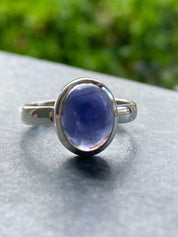 Natural Blue Purple Lolite Sterling Silver Oval Ring