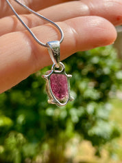 Watermelon Tourmaline Slice Silver pendant