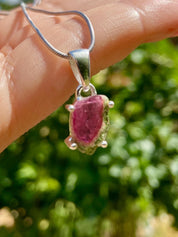 Watermelon Tourmaline Slice Silver pendant