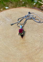 Watermelon Tourmaline Slice Silver pendant