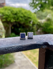 Navy Blue Goldstone and Silver Studs