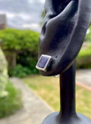 Navy Blue Goldstone and Silver Studs