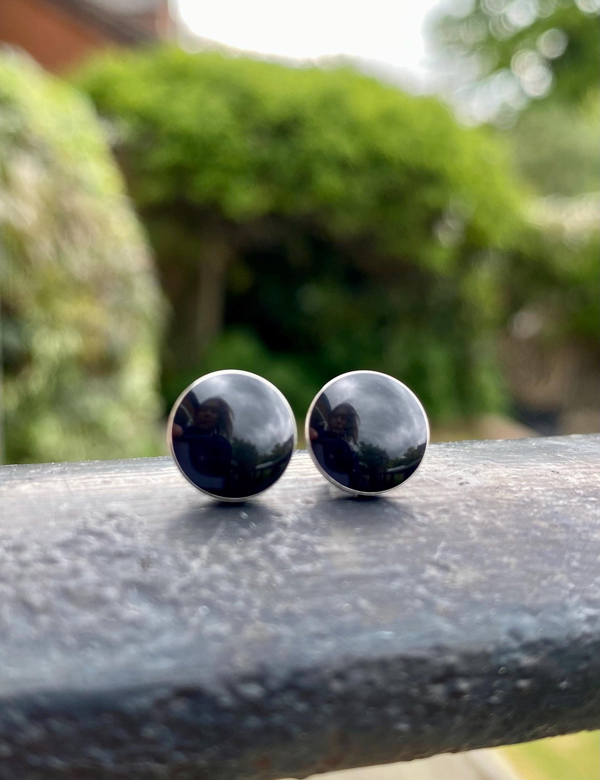 Black Tourmaline and Silver Studs (9mm)