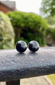 Black Tourmaline and Silver Studs (9mm)