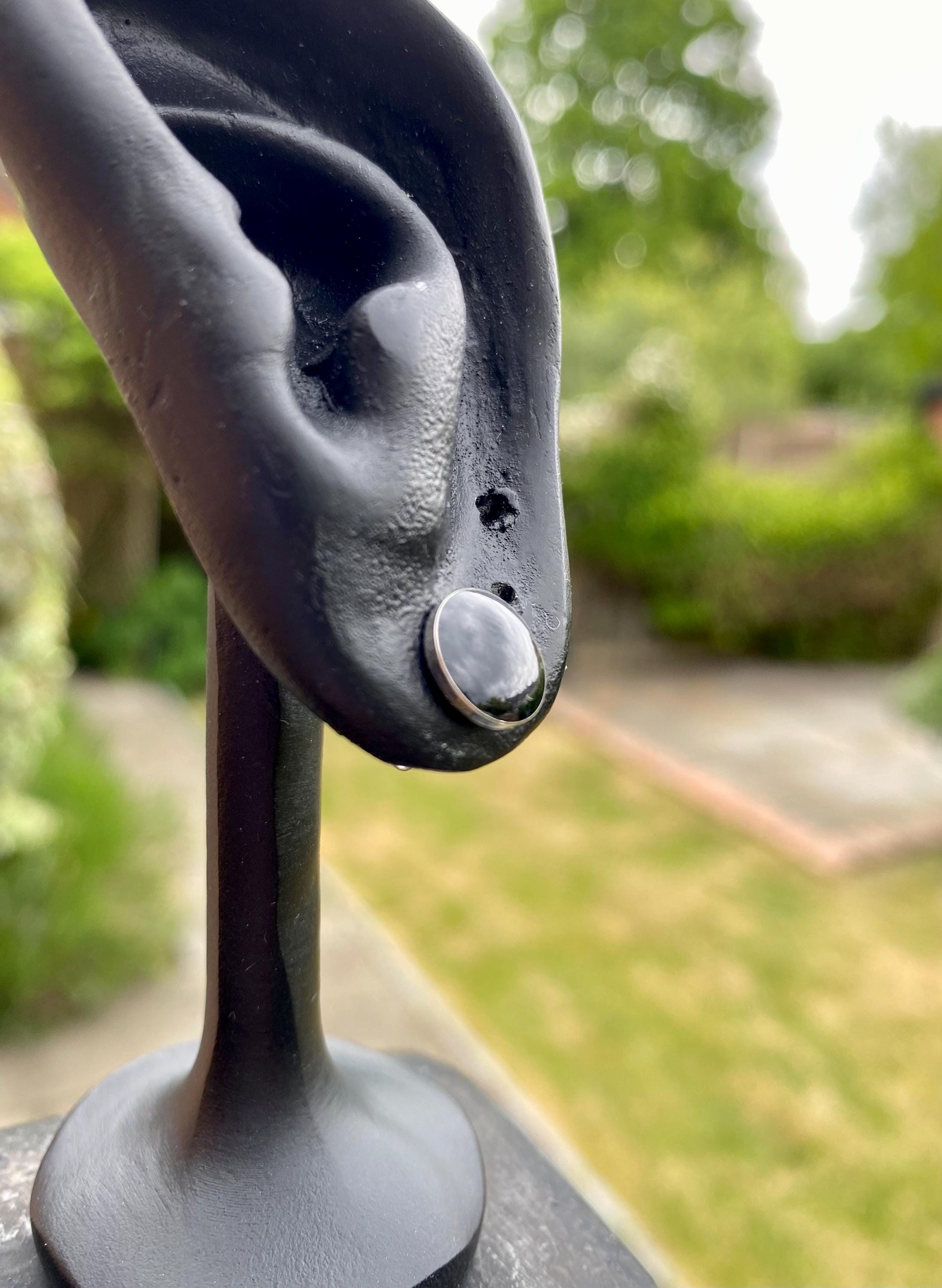 Black Tourmaline and Silver Studs (9mm)