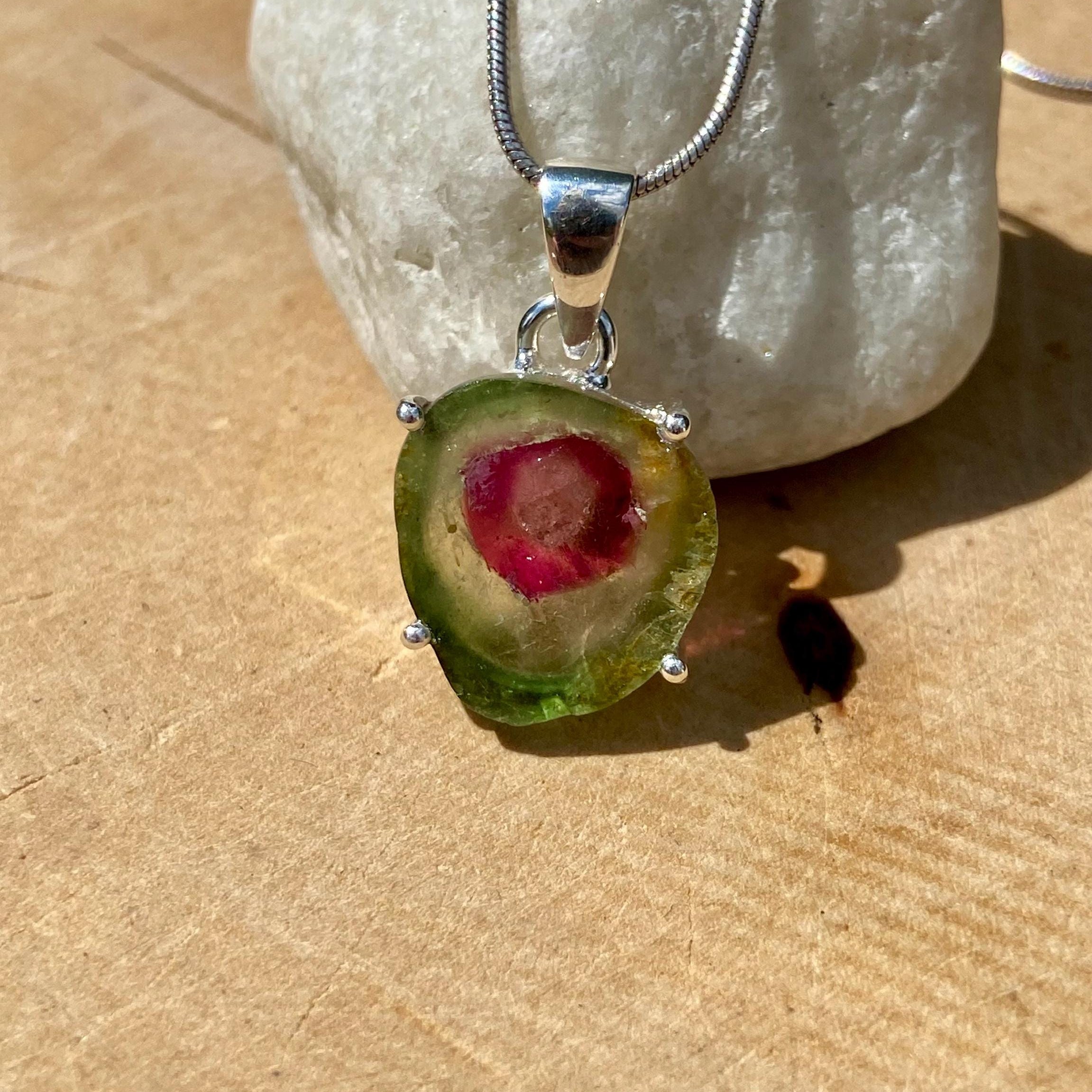 Watermelon Tourmaline Solid Silver Pendant