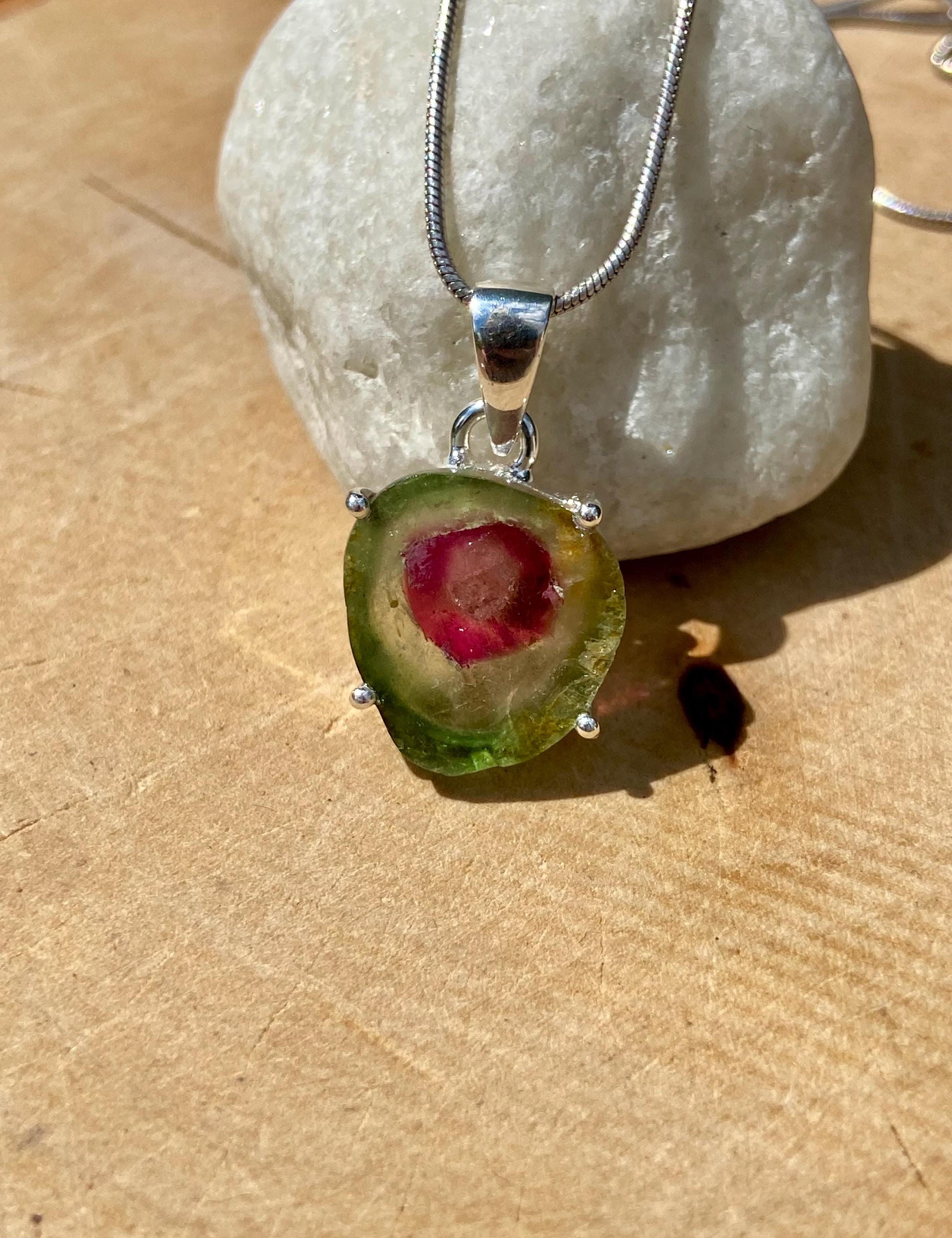 Watermelon Tourmaline Solid Silver Pendant