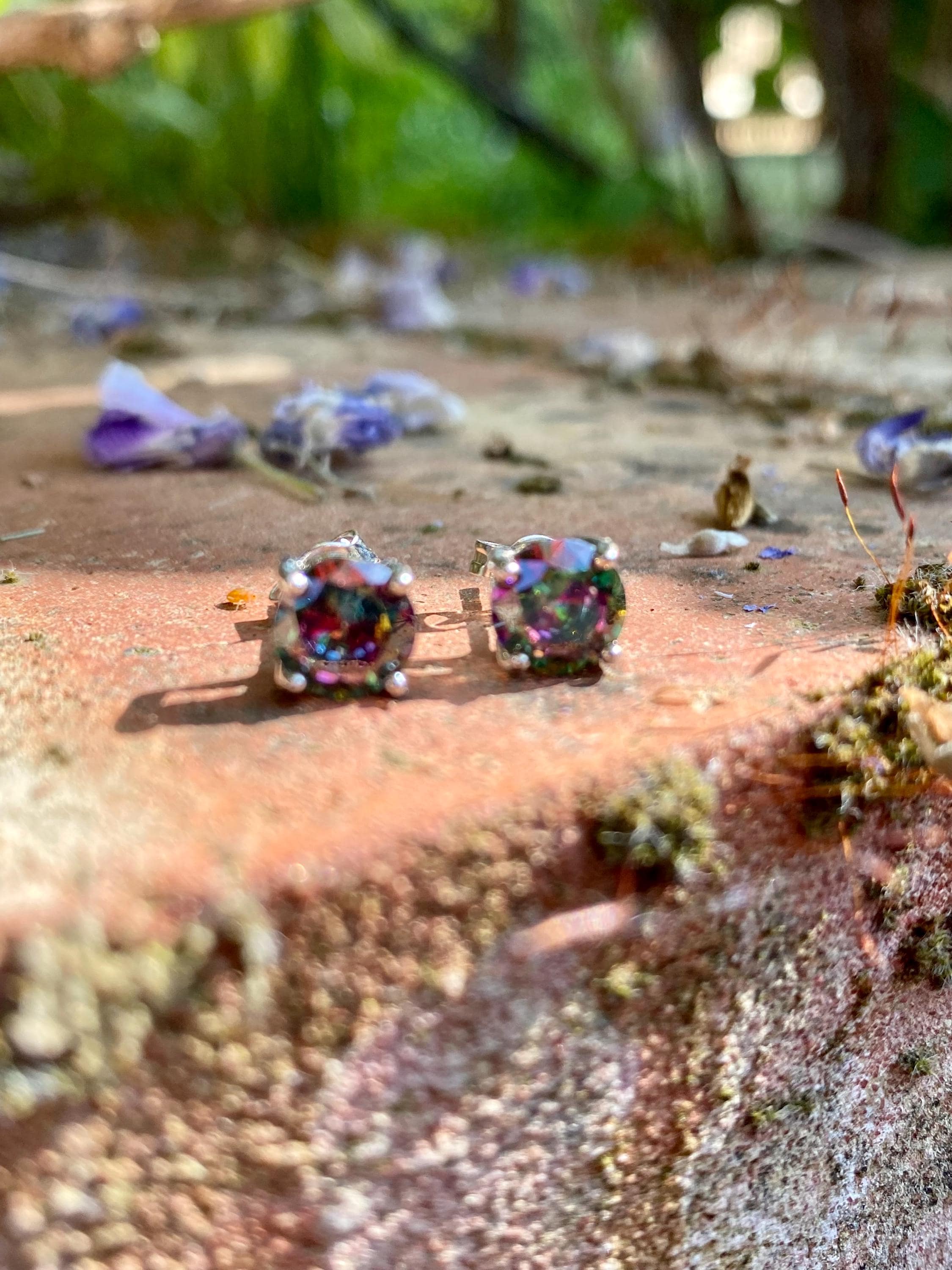 Mystic Topaz Round 925 Sterling Silver Studs