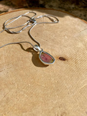 Watermelon Tourmaline Slice and Silver pendant