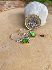Ammolite Sterling Silver Rectangular Dangle Earrings