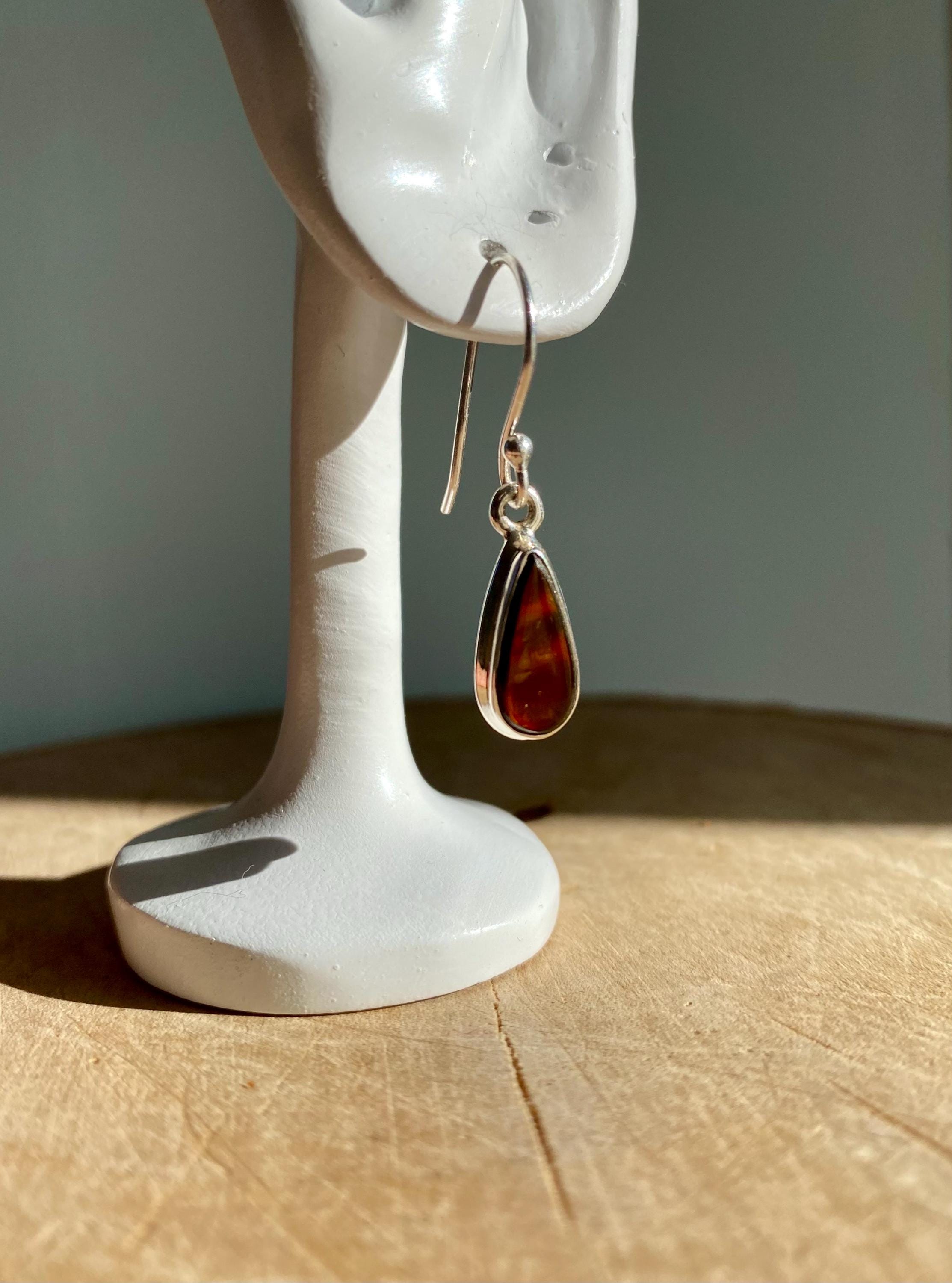 Ammolite Sterling Silver Teardrop Dangle Earrings