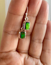 Ammolite Sterling Silver Rectangular Dangle Earrings