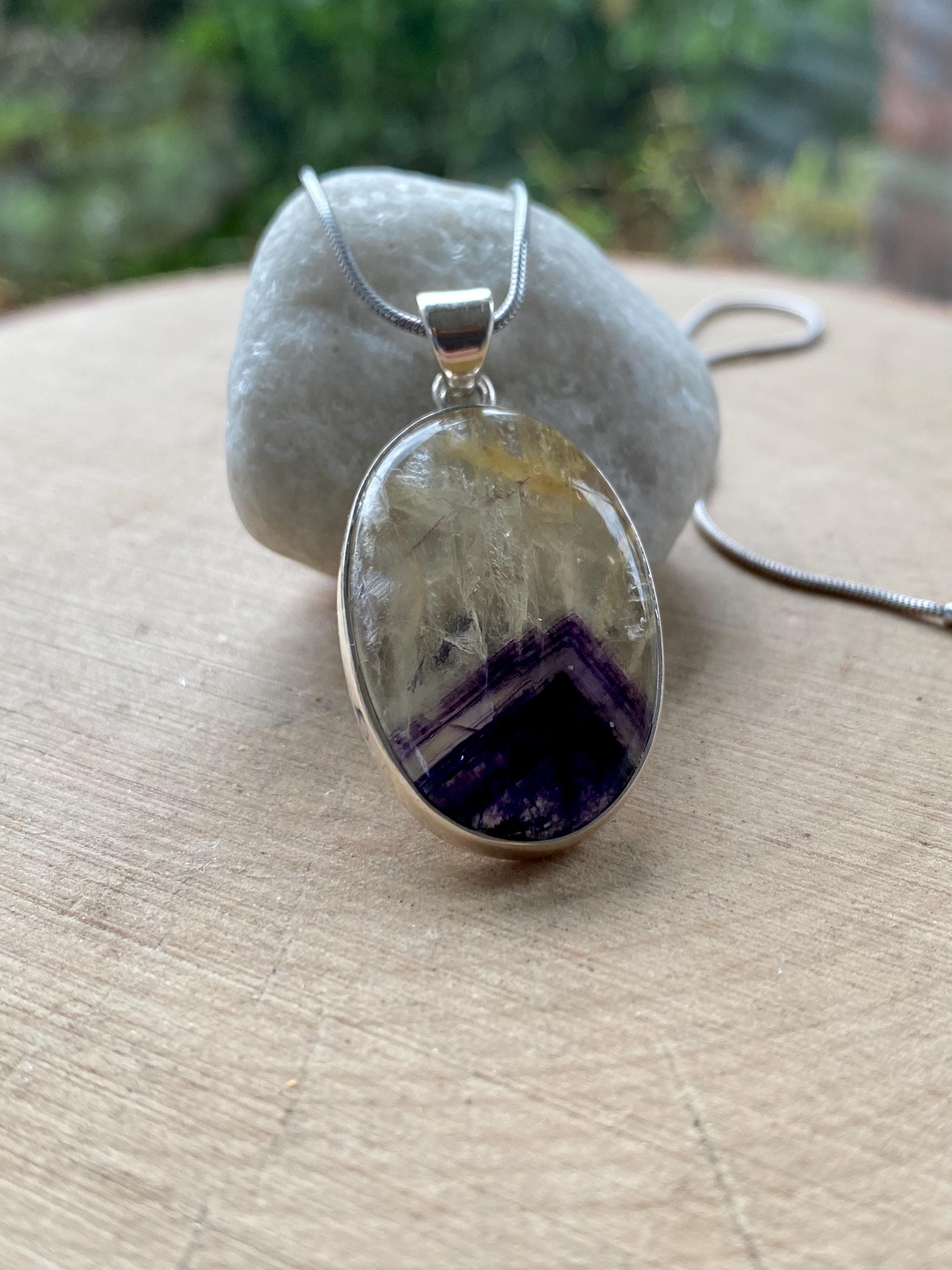 Blue John Silver Pendant
