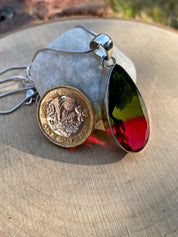 Watermelon Tourmaline Silver Teardrop Pendant (M5)