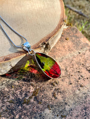 Watermelon Tourmaline Silver Teardrop Pendant (M5)