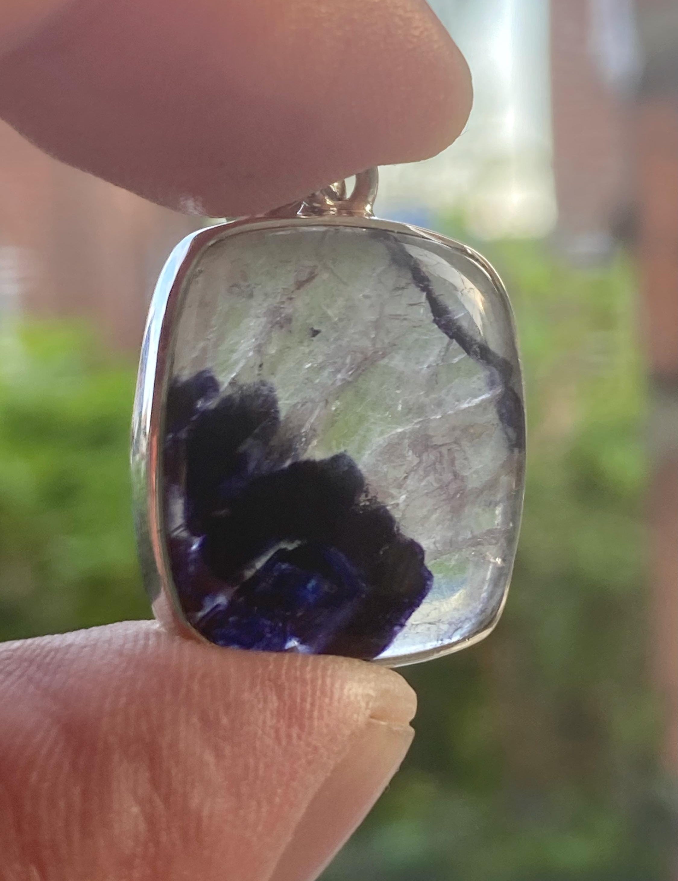 Blue John Sterling Silver Square Pendant