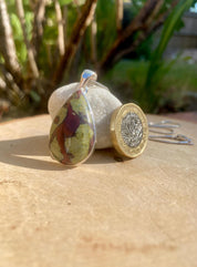 Pear Cut African Dragon Bloodstone Sterling Silver Pendant