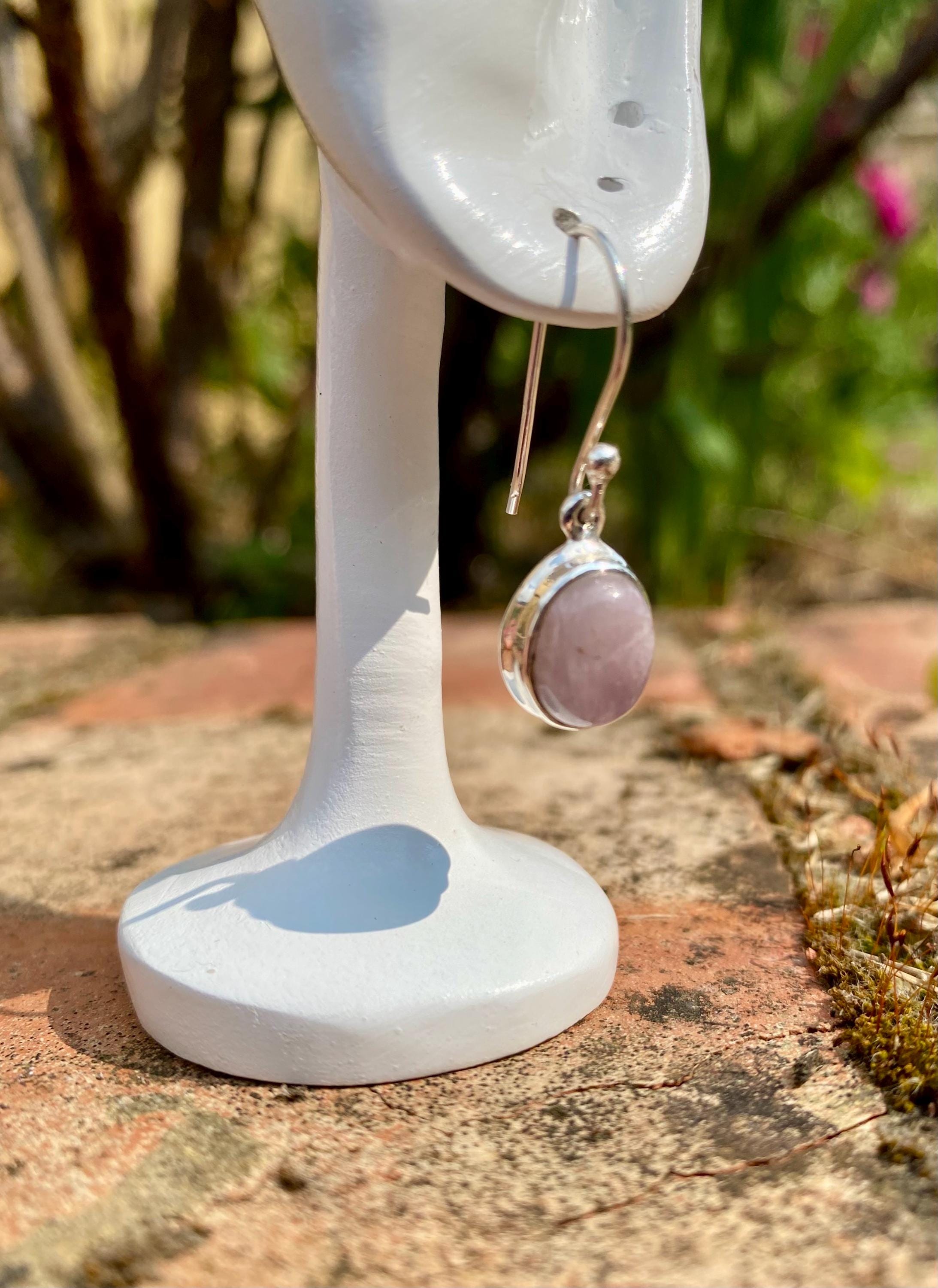 Natural Oval Kunzite Sterling Silver Dangle earrings