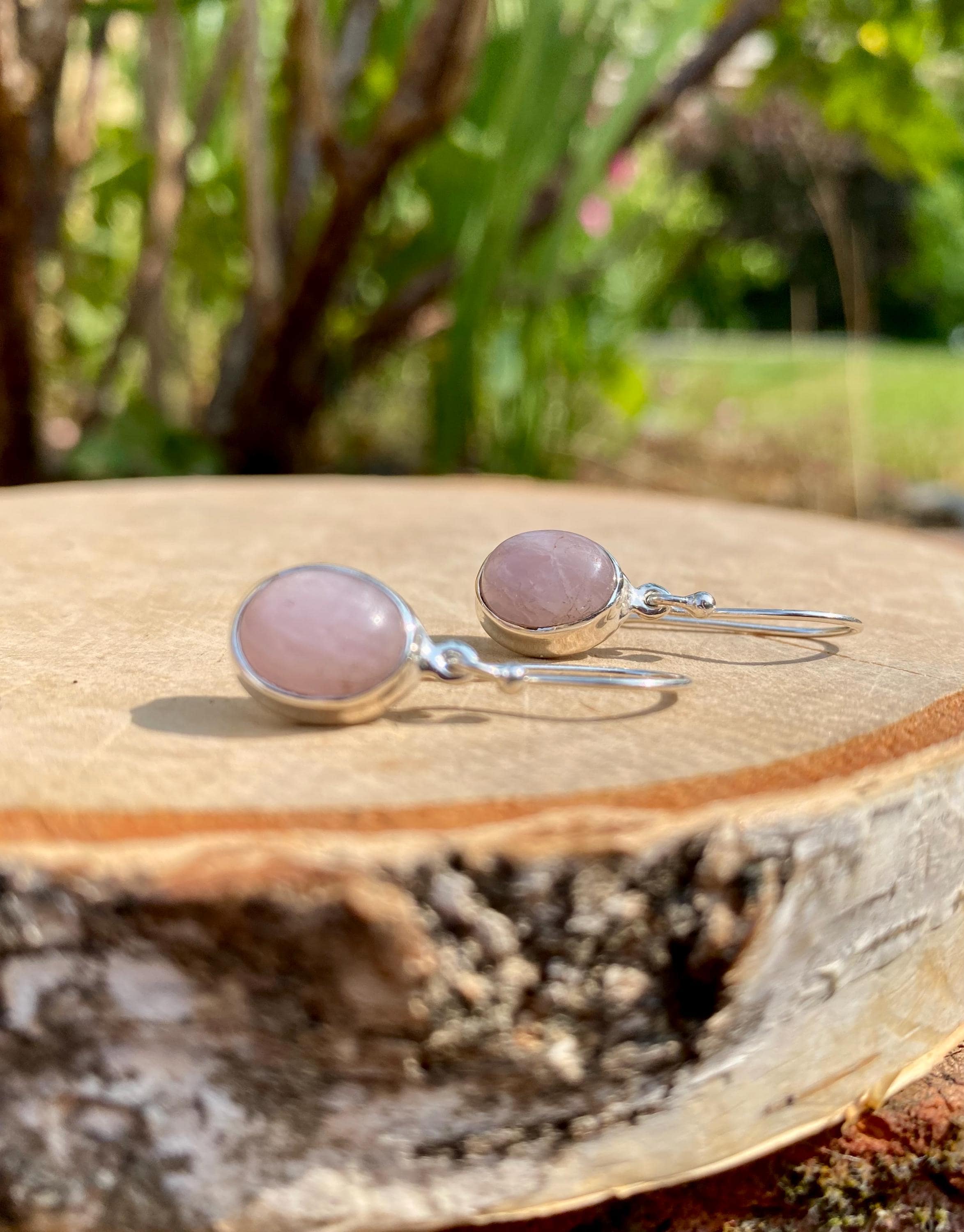 Natural Oval Kunzite Sterling Silver Dangle earrings