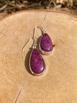 Pear Cut Natural African Ruby Sterling Silver Dangle Earrings
