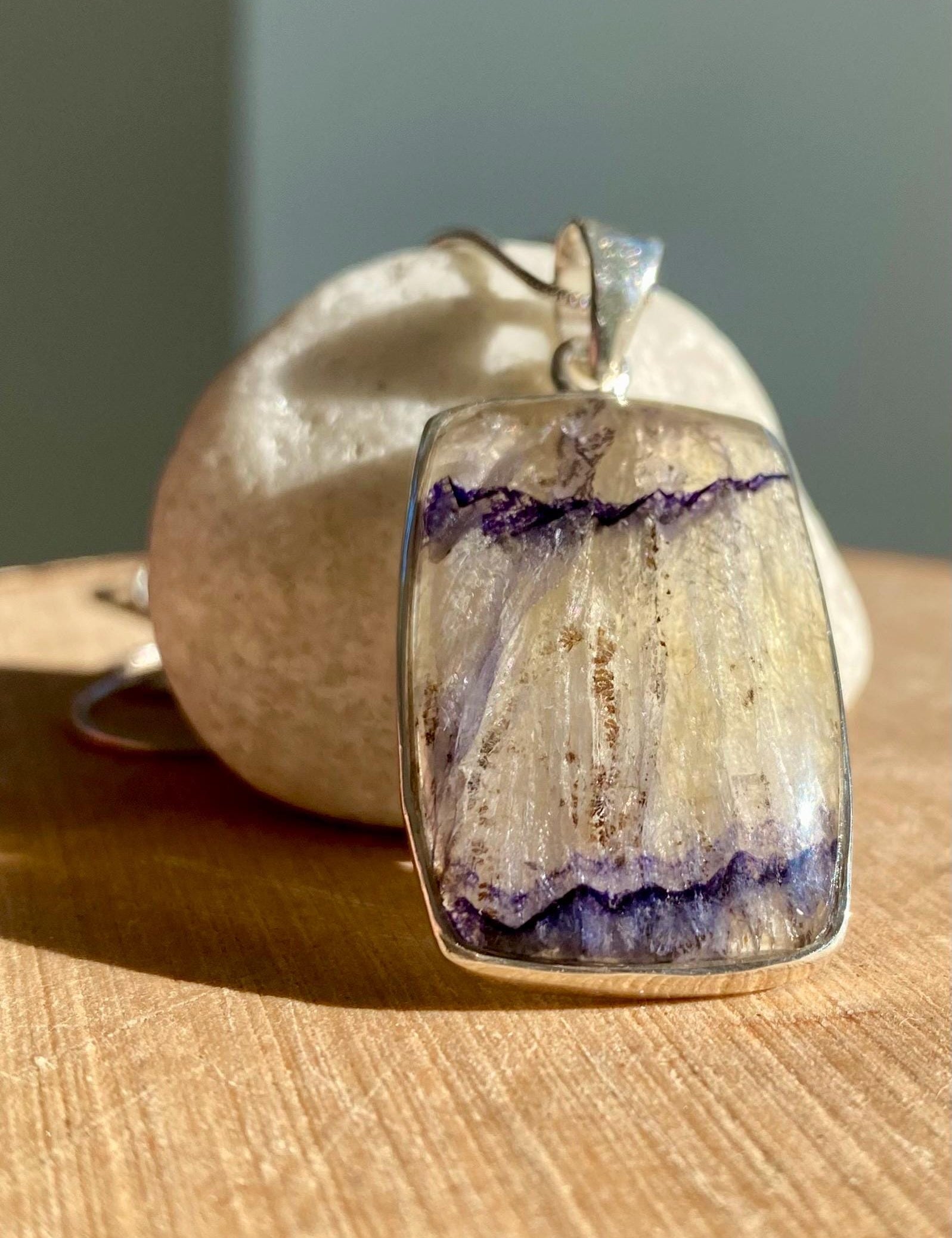 Blue John Sterling Silver Rectangular Pendant