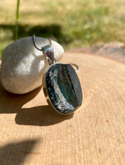 Oval Ancient Roman Glass Sterling Silver Pendant