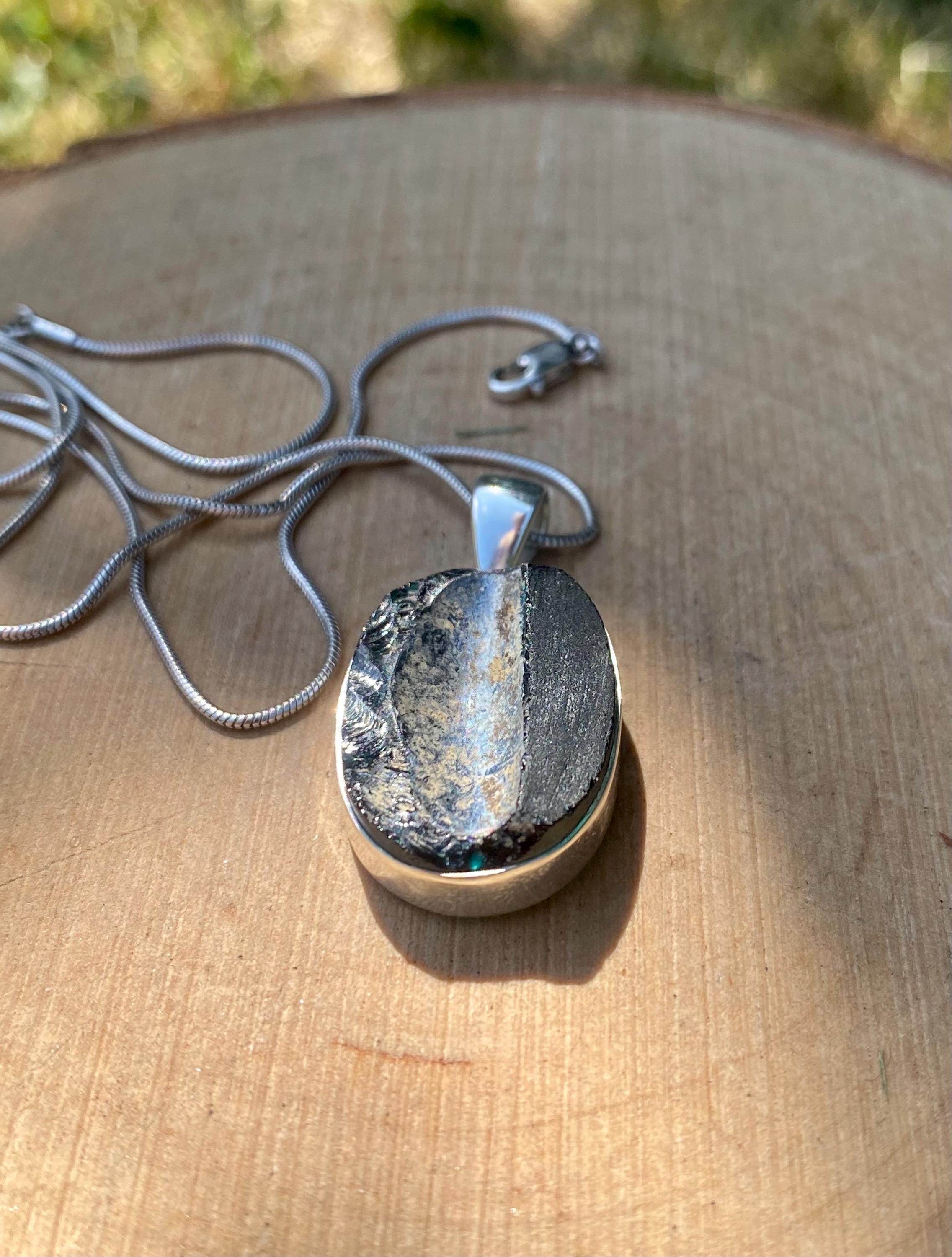 Oval Ancient Roman Glass Sterling Silver Pendant