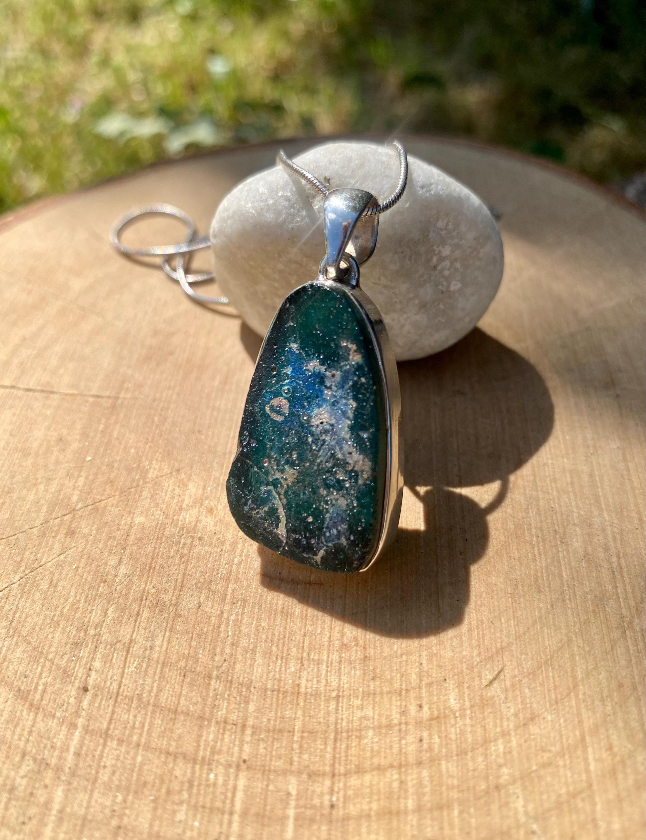 Ancient Roman Glass and Silver Pendant