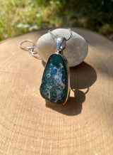 Pear Cut Ancient Roman Glass Sterling Silver Pendant