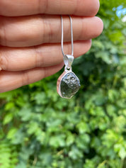 Natural MOLDAVITE Pendant, Uncut Sterling Silver Handmade UK gift