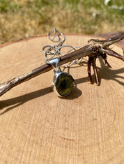 Natural MOLDAVITE Pendant, Uncut Sterling Silver Handmade UK gift