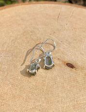 Natural Hexagon Cut Moldavite Sterling Silver Dangle Earrings