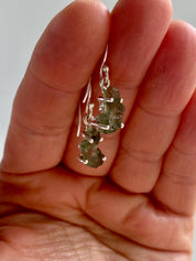 Natural Uncut Moldavite Sterling Silver Dangle Earrings