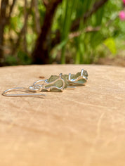 Natural Uncut Moldavite Sterling Silver Dangle Earrings