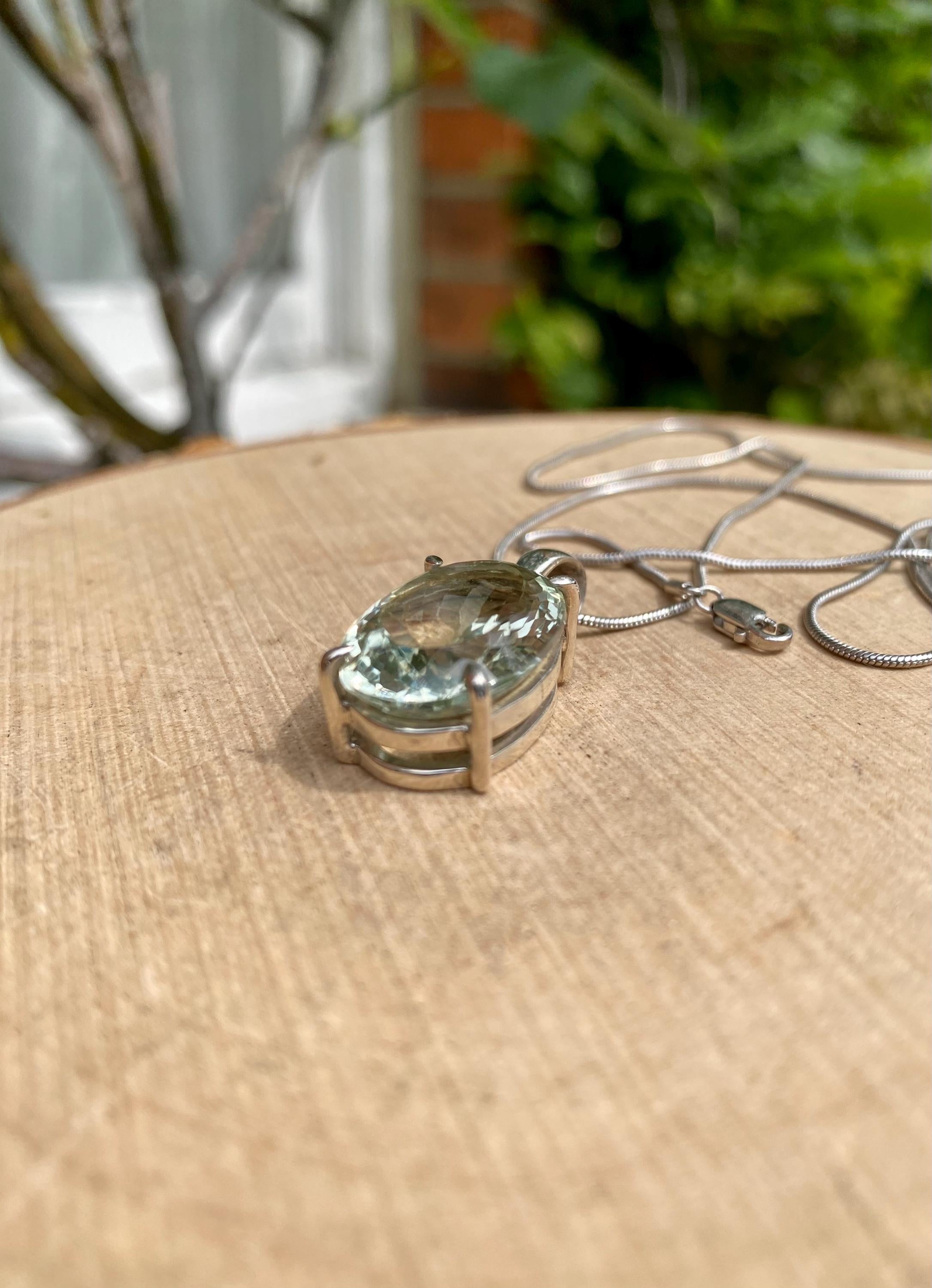 Green Amethyst (Prasiolite ) and Silver Pendant