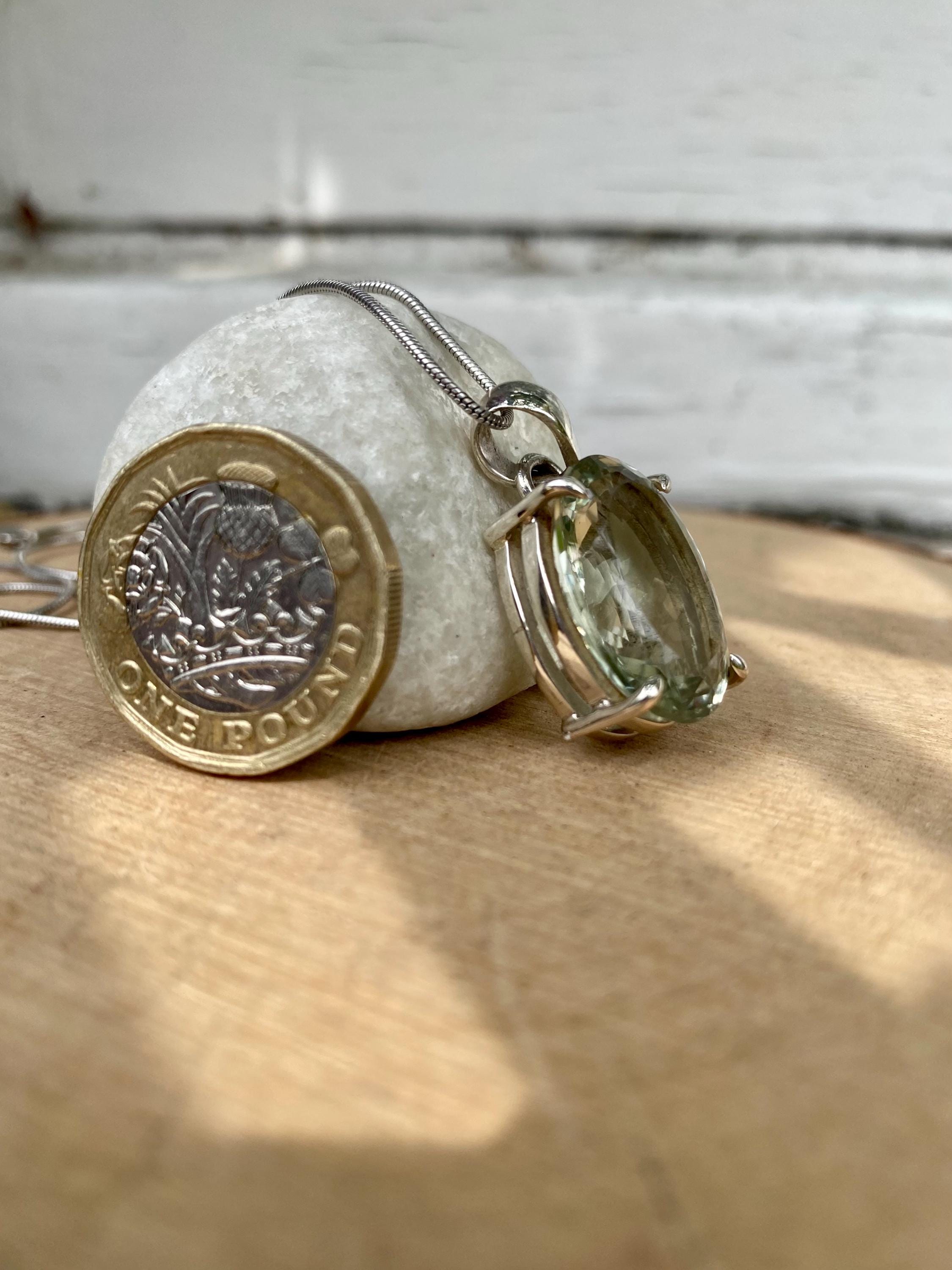 Green Amethyst (Prasiolite ) and Silver Pendant