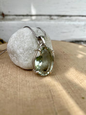 Green Amethyst (Prasiolite ) and Silver Pendant