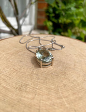 Oval Green Amethyst (Prasiolite ) Sterling Silver Pendant