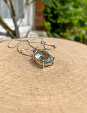 Oval Green Amethyst (Prasiolite ) Sterling Silver Pendant