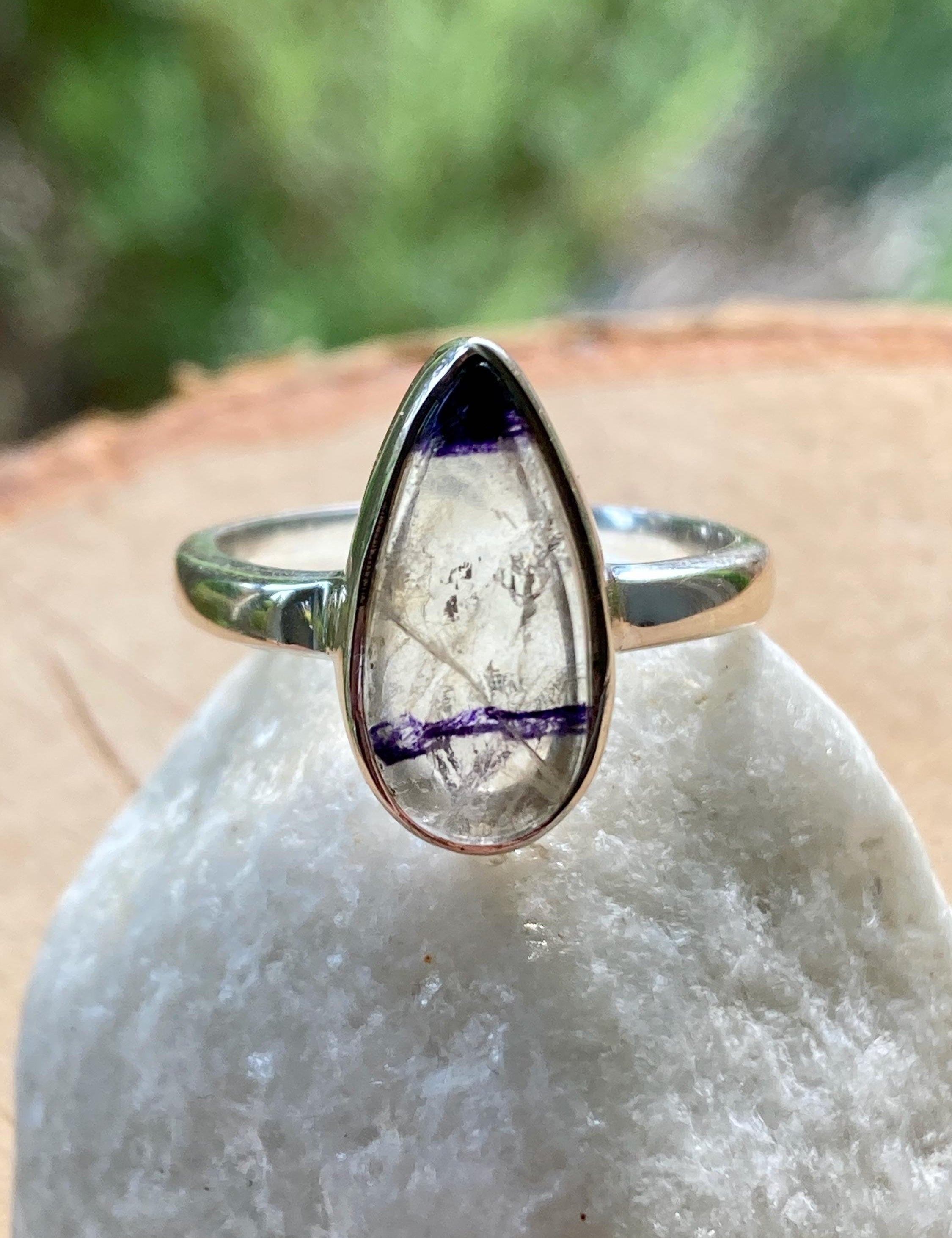 Blue John Silver Teardrop Ring - Extremely Rare