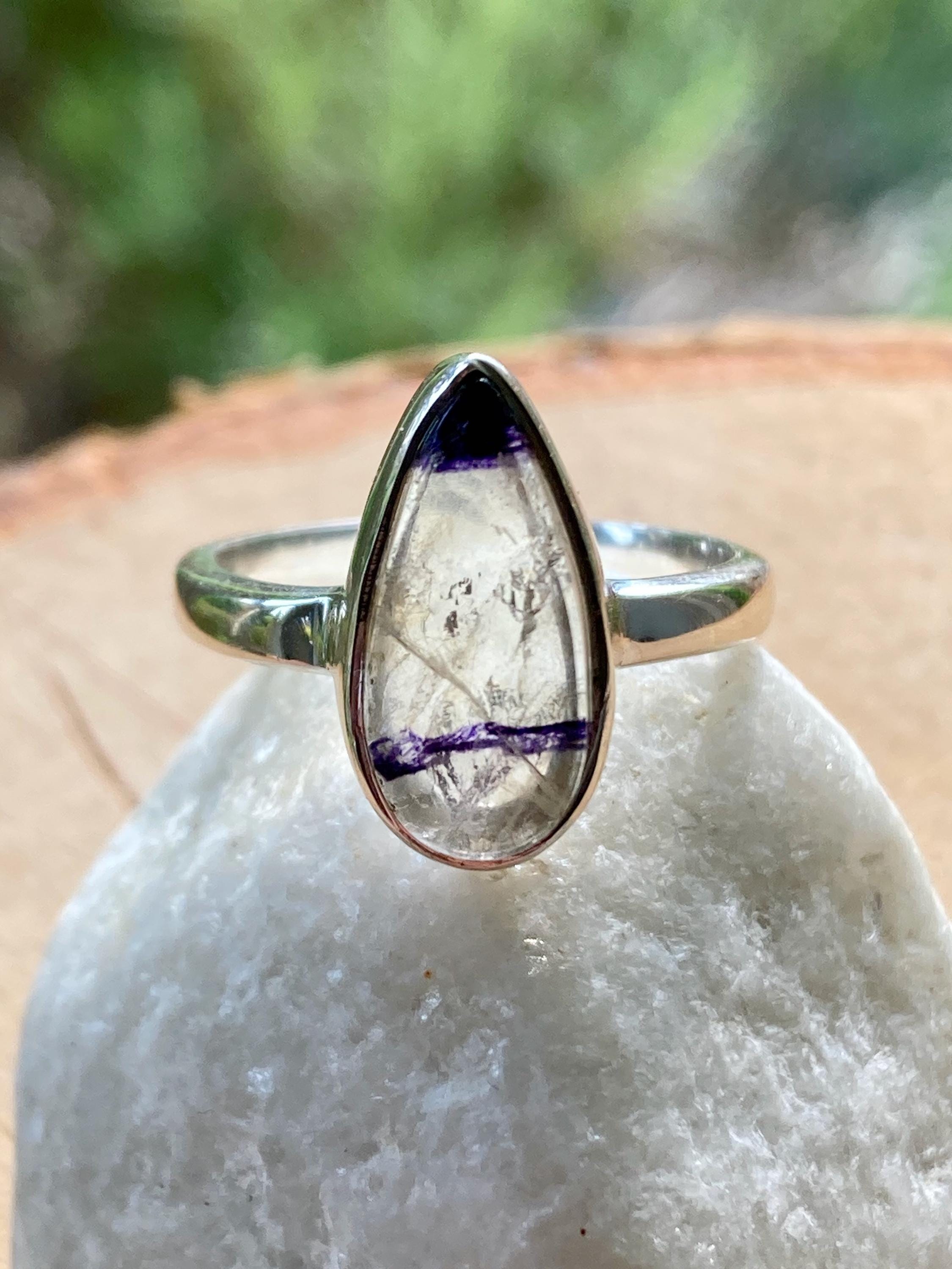 Blue John Silver Teardrop Ring - Extremely Rare