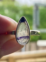 Blue John Silver Teardrop Ring - Extremely Rare