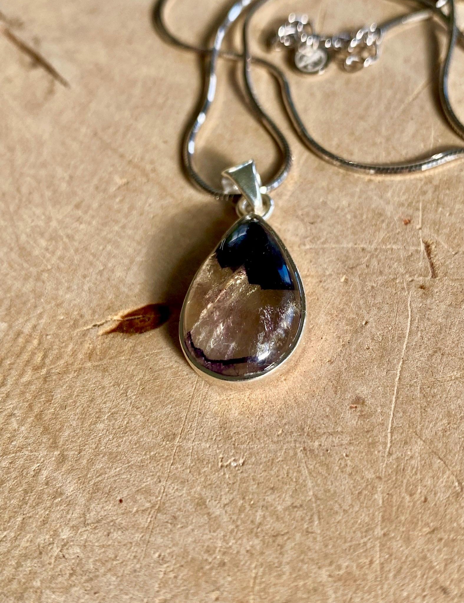 Blue John Sterling Silver Teardrop Pendant