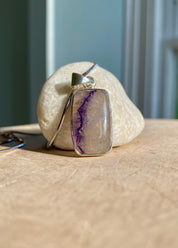 Blue John Sterling Silver Rectangular Pendant