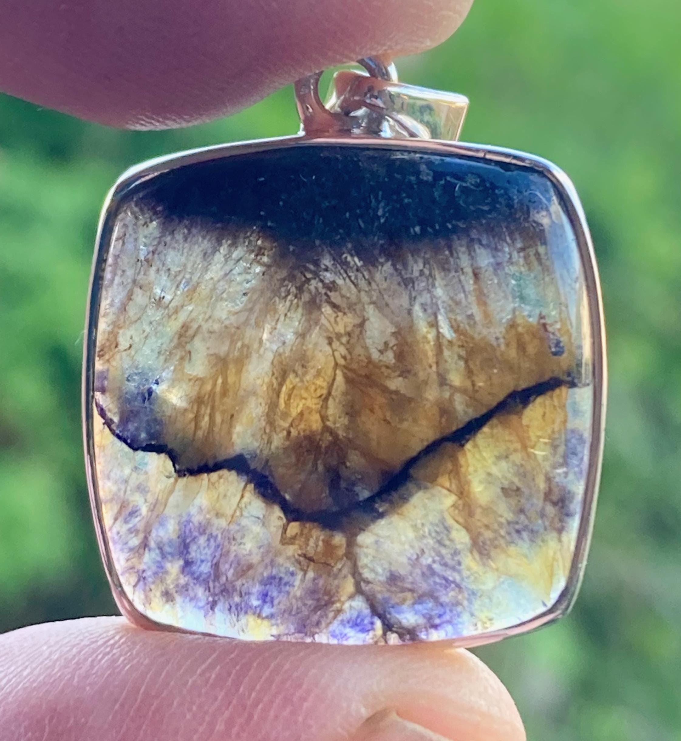 Square Blue John Sterling Silver Square Pendant