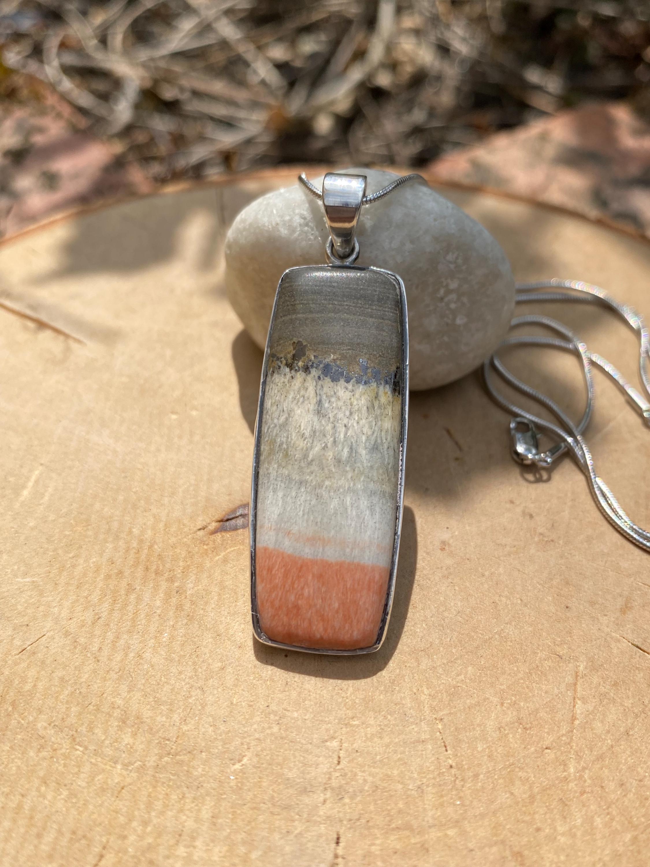 British Celestobarite and Silver Pendant