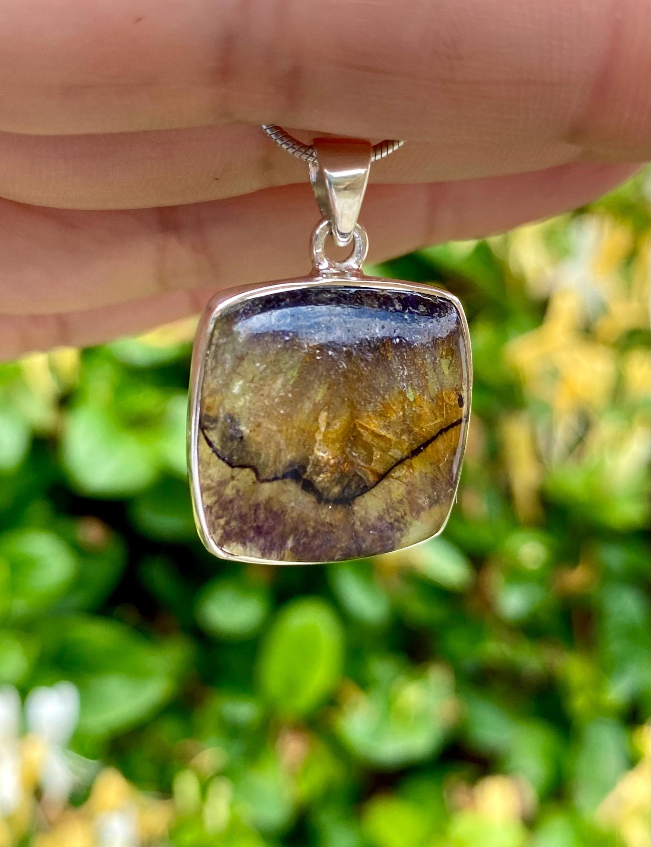 Square Blue John Sterling Silver Square Pendant