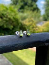 Peridot Sterling Silver Dainty Teardrop Stud Earrings