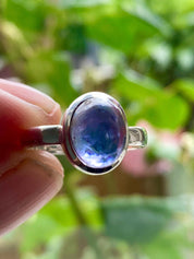 Natural Blue Purple Lolite Sterling Silver Oval Ring